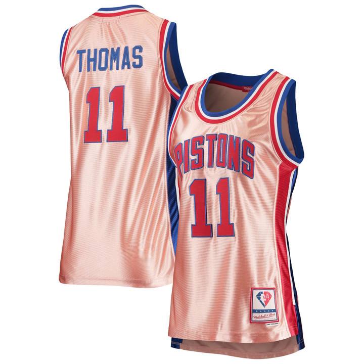 Isiah Thomas Detroit Pistons Mitchell & Ness Women's 75th Anniversary Rose Gold 1982 Swingman Jersey - Pink