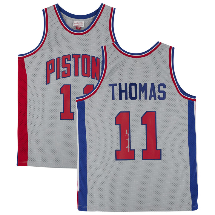 Isiah Thomas Gray Detroit Pistons Autographed Mitchell & Ness 1982-83 Swingman Jersey