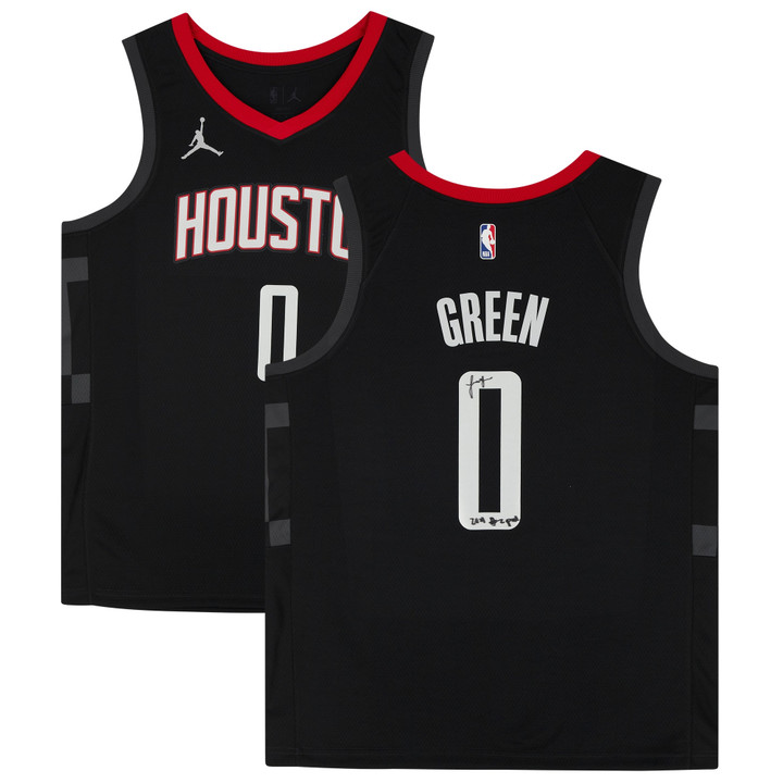 Jalen Green Houston Rockets Autographed 2021 Jordan Black Statement Edition Swingman Jersey with "2021 #2 Draft Pick" Inscription