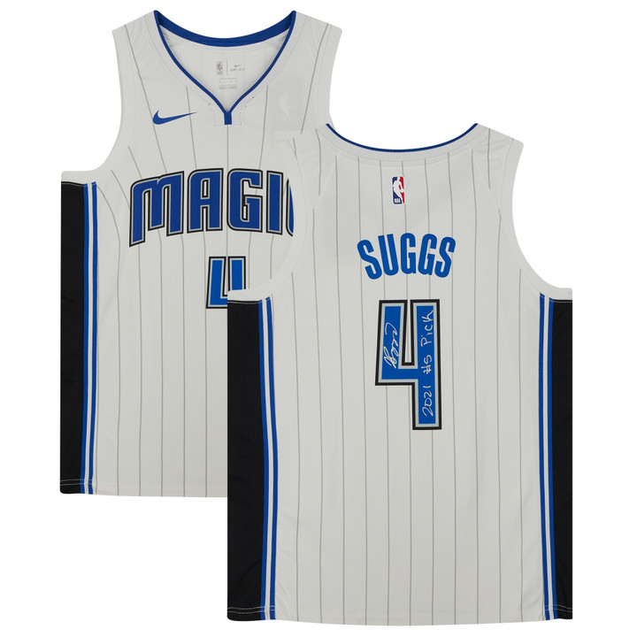 Jalen Suggs Orlando Magic Autographed Nike White Association Swingman Jersey with "2021 #5 Draft Pick" Inscription