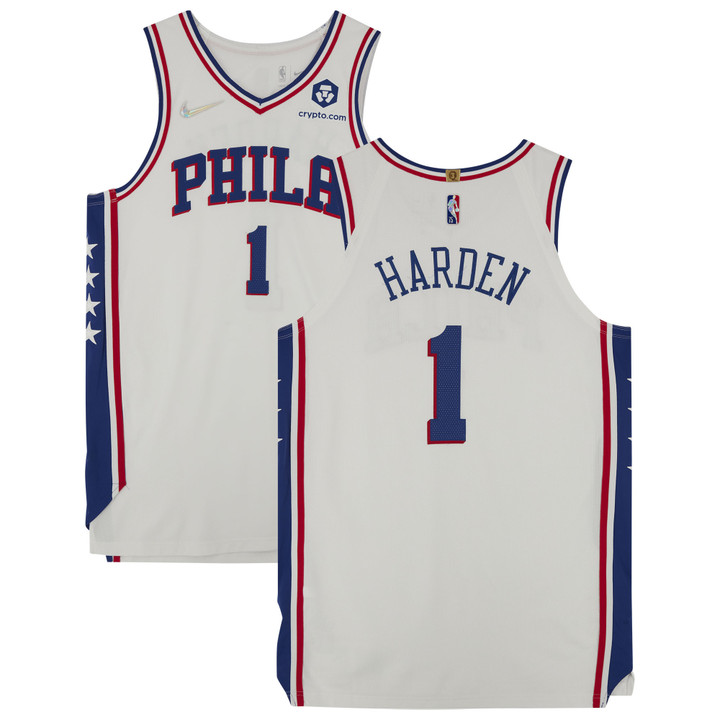James Harden Philadelphia 76ers Game-Used #1 White Jersey vs. Orlando Magic on March 13th and vs. Los Angeles Lakers on March 23rd 2022