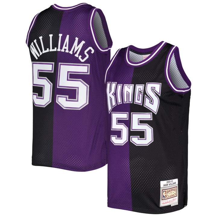 Jason Williams Sacramento Kings Mitchell & Ness Hardwood Classics 2000-01 Split Swingman Jersey - Purple/Black