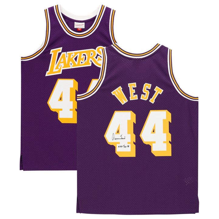 Jerry West Purple Los Angeles Lakers Autographed 1971-72 Mitchell & Ness Hardwood Classics Swingman Jersey with "NBA Top 75" Inscription