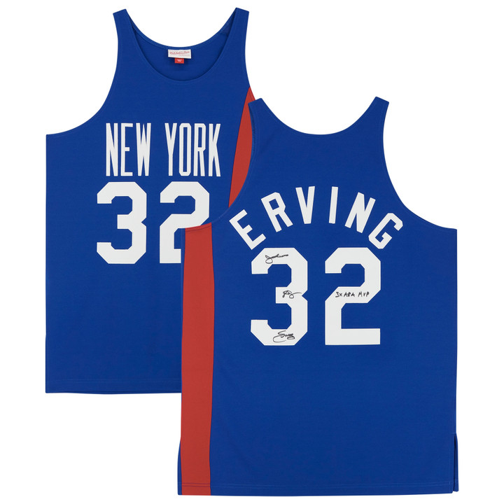 Julius Erving Blue New York Nets Autographed Mitchell & Ness 1973-74 Authentic Jersey with "3x ABA MVP" Inscription