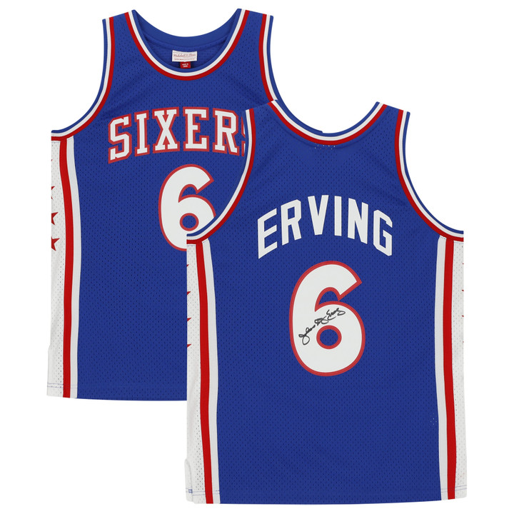 Julius Erving Philadelphia 76ers Autographed Blue Mitchell & Ness 1982-83 Hardwood Classics Swingman Jersey