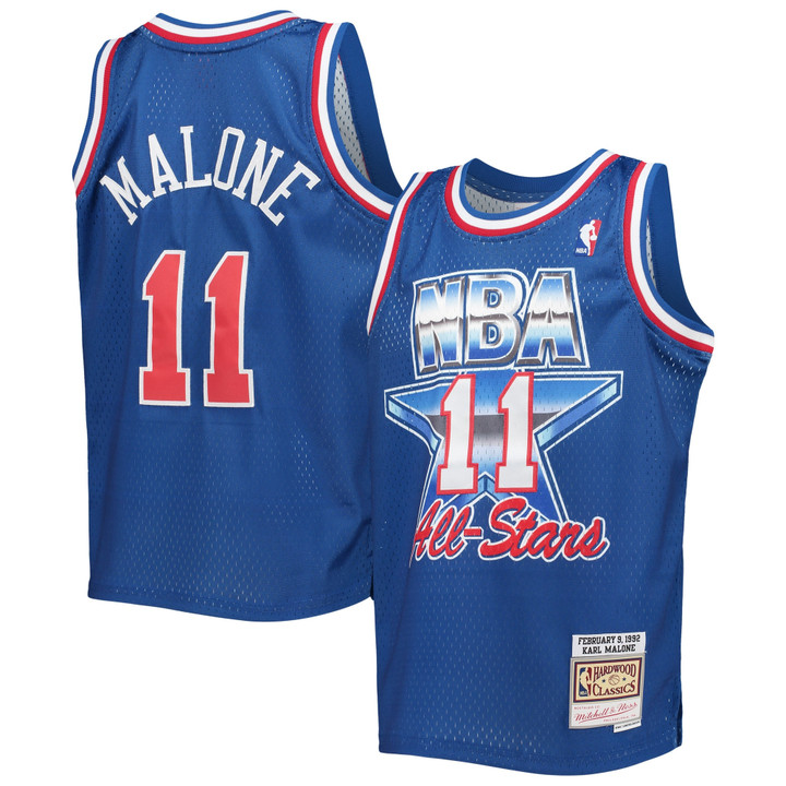 Karl Malone Western Conference Mitchell & Ness Youth 1992 NBA All-Star Game Hardwood Classics Swingman Jersey - Blue