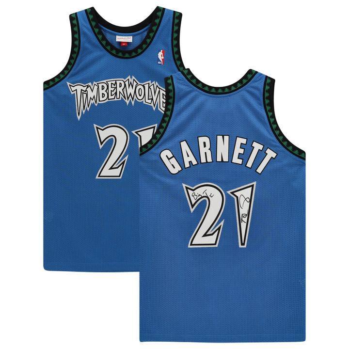 Kevin Garnett Minnesota Timberwolves Autographed Blue Mitchell & Ness Authentic Jersey with "Big Ticket" Inscription
