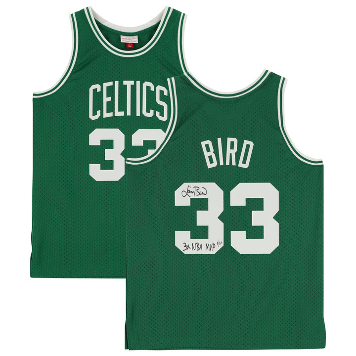 Larry Bird Boston Celtics Autographed Mitchell & Ness Kelly Green 1985-1986 Swingman Jersey with "3X NBA MVP" Inscription - Limited Edition of 33