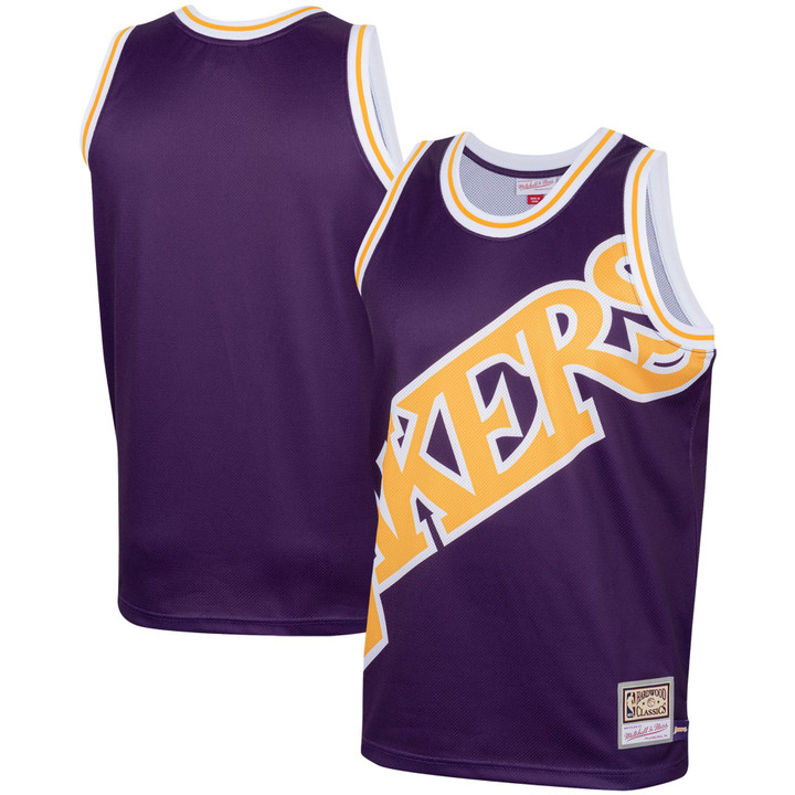 Los Angeles Lakers Mitchell & Ness Hardwood Classics Big Face Tank Jersey Tank Top - Purple