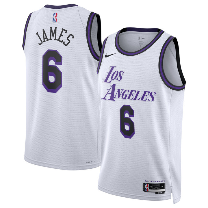 Los Angeles Lakers Nike City Edition Swingman Jersey - White - Lebron James