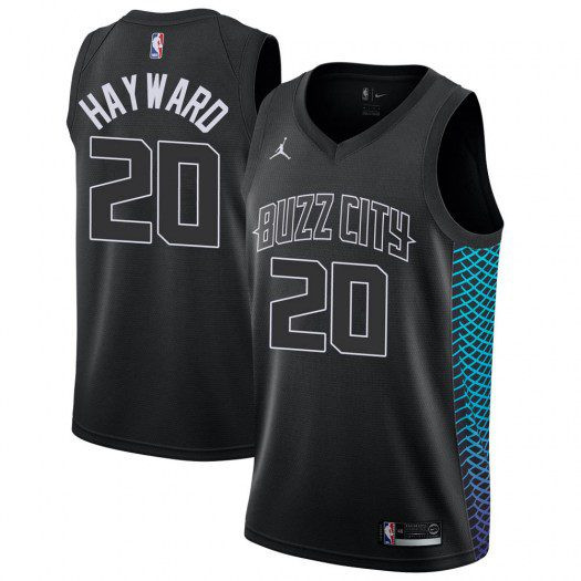 Men's Charlotte Hornets Gordon Hayward #20 Jordan Brand Black Swingman City Edition Jersey