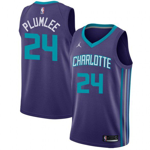 Men's Charlotte Hornets Mason Plumlee #24 Jordan Brand Swingman Purple Statement Edition Jersey