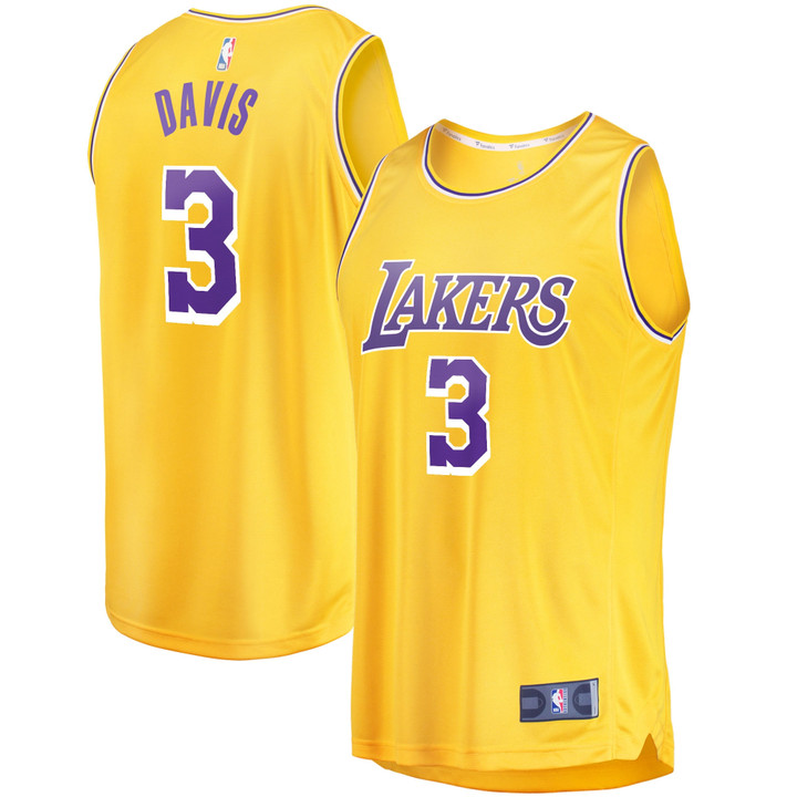 Men's Fanatics Branded Anthony Davis Gold Los Angeles Lakers 2021/22 Fast Break Replica Jersey - Icon Edition