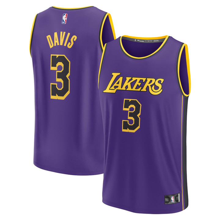 Men's Fanatics Branded Anthony Davis Purple Los Angeles Lakers 2022/23 Fast Break Replica Player Jersey - Statement Edition