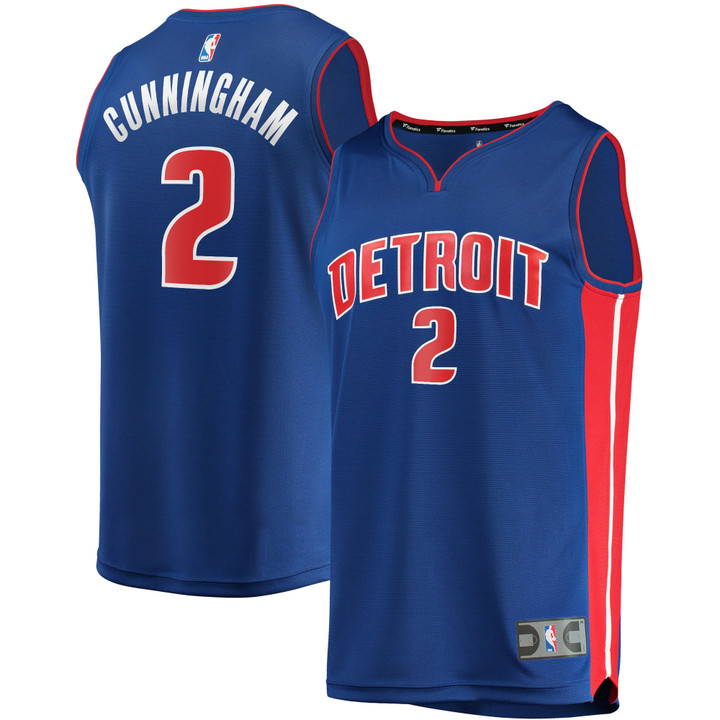 Men's Fanatics Branded Cade Cunningham Blue Detroit Pistons 2021/22 Fast Break Replica Jersey - Icon Edition