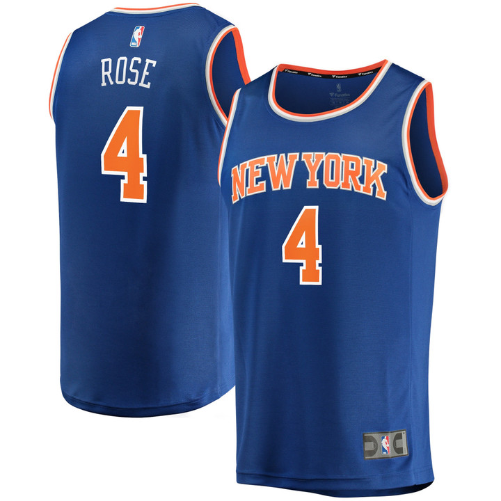 Men's Fanatics Branded Derrick Rose Blue New York Knicks 2022/23 Fast Break Replica Jersey - Icon Edition