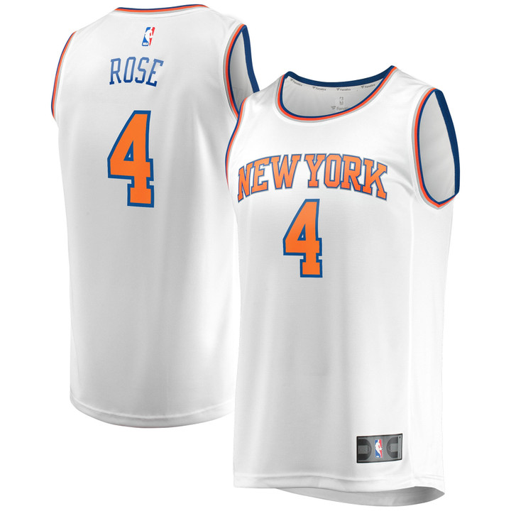 Men's Fanatics Branded Derrick Rose White New York Knicks 2022/23 Fast Break Replica Jersey - Association Edition