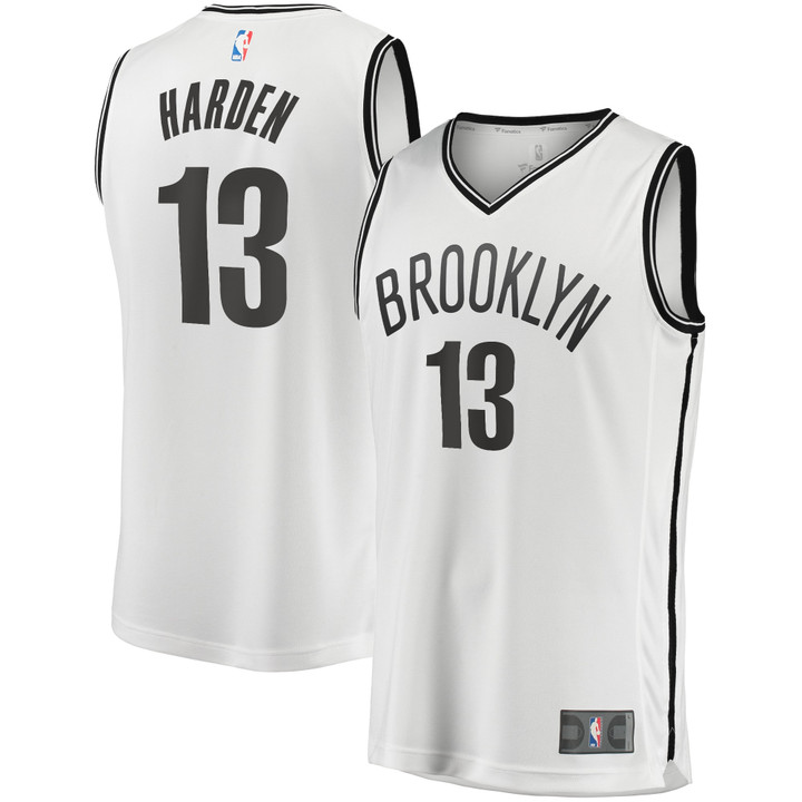 Men's Fanatics Branded James Harden White Brooklyn Nets 2020/21 Fast Break Replica Jersey - Association Edition