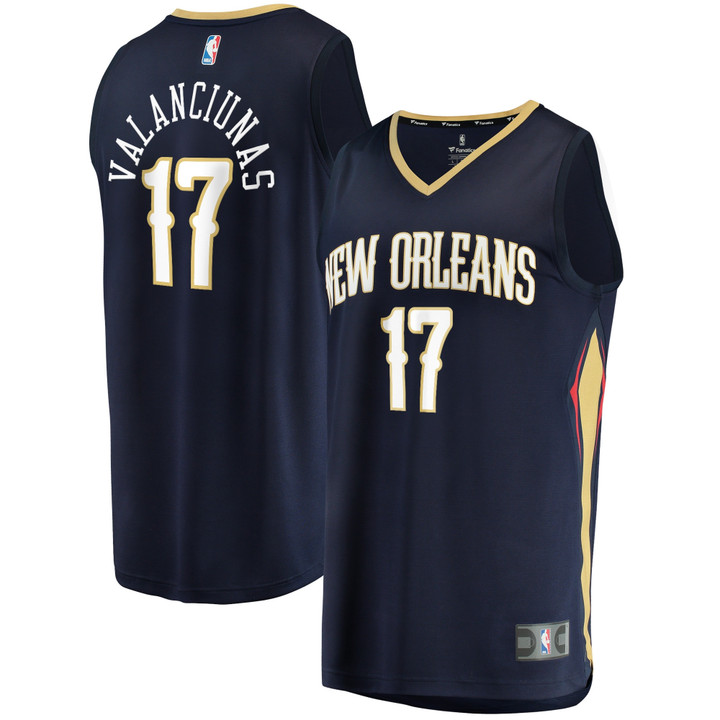 Men's Fanatics Branded Jonas Valanciunas Navy New Orleans Pelicans 2021/22 Fast Break Replica Jersey - Icon Edition