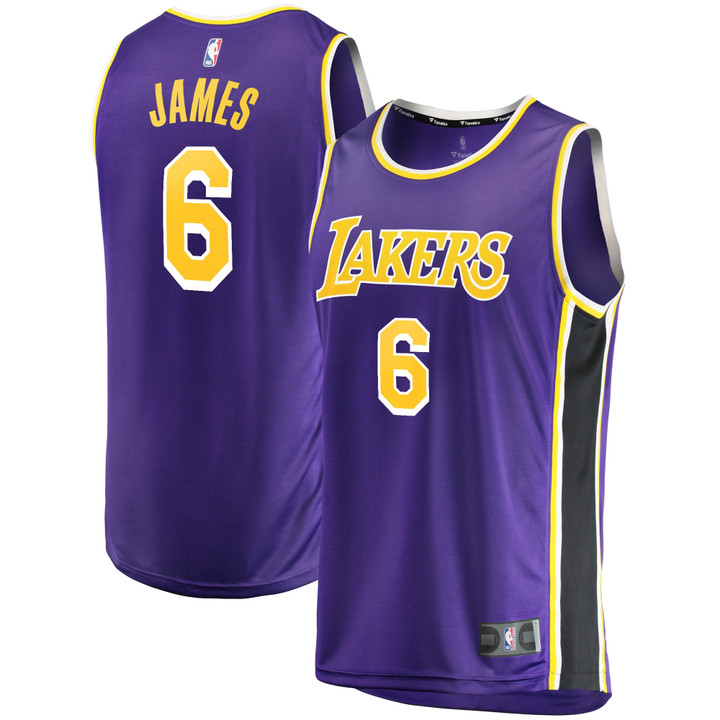 Men's Fanatics Branded LeBron James Purple Los Angeles Lakers 2021/22 #6 Fast Break Replica Player Jersey - Statement Edition