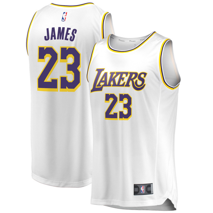 Men's Fanatics Branded LeBron James White Los Angeles Lakers 2018/19 Fast Break Replica Jersey - Association Edition