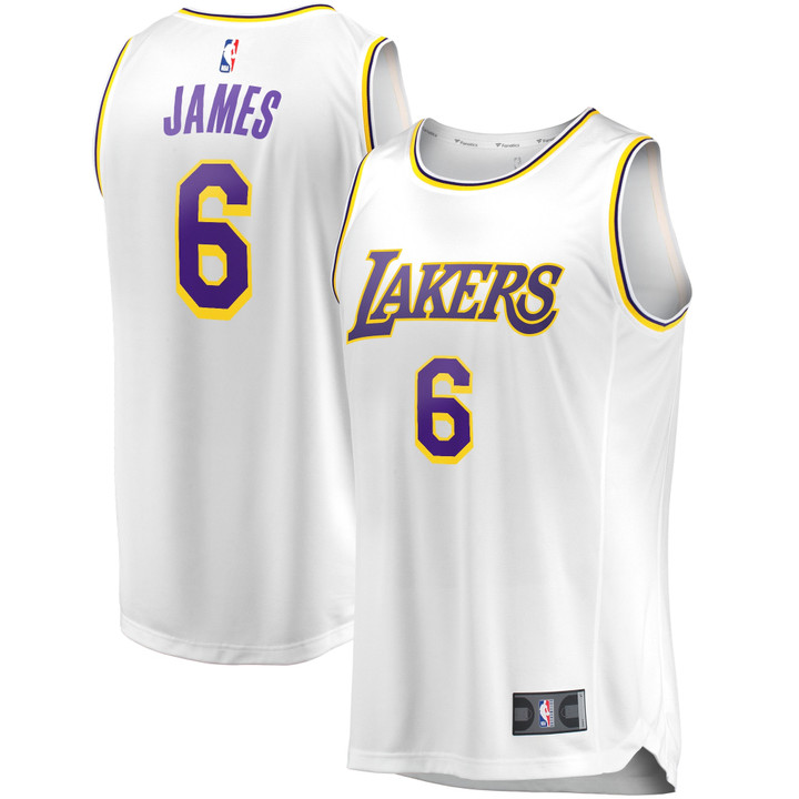 Men's Fanatics Branded LeBron James White Los Angeles Lakers 2021/22 #6 Fast Break Replica Player Jersey - Association Edition
