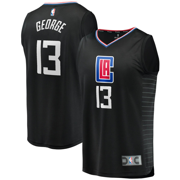 Men's Fanatics Branded Paul George Black LA Clippers 2020/21 Fast Break Player Jersey - Statement Edition