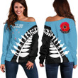 Lest We Forget - New Zealand Blue Off Shoulder Sweater K52 - Amaze Style™-WOMENS OFF SHOULDER SWEATERS
