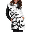 Aotearoa Silver Fern Koru Style Hoodie Dress Black White K4 - Amaze Style™-Apparel