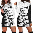 Aotearoa Silver Fern Koru Style Hoodie Dress Black White K4 - Amaze Style™-Apparel