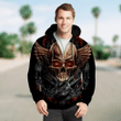 3D ZIP HOODIEWINGED SKULL PL300 - Amaze Style™-Apparel