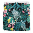 Turtles love bedding set hibiscus with palm leaves - Amaze Style™-Bedding