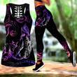 Cat & Girl tattoos combo outfit legging + hollow tank for women PL - Amaze Style™-Apparel