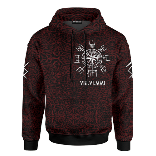 Viking Wolf And Vegvisir Tattoo Red Colour Customized 3D All Over Printed Shirt - 