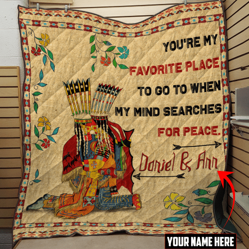 NATIVE AMERICAN SYMBOLS OF LOVE LEDGER ART YOU ARE MY FAVORITE PLACE TO GO TO CUSTOMIZED 3D ALL OVER PRINTED QUILT - AM STYLE DESIGN