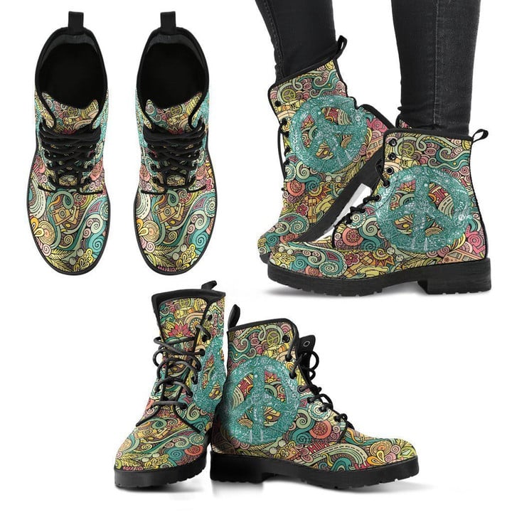Hippie Peace Women's Leather Boots - Amaze Style™