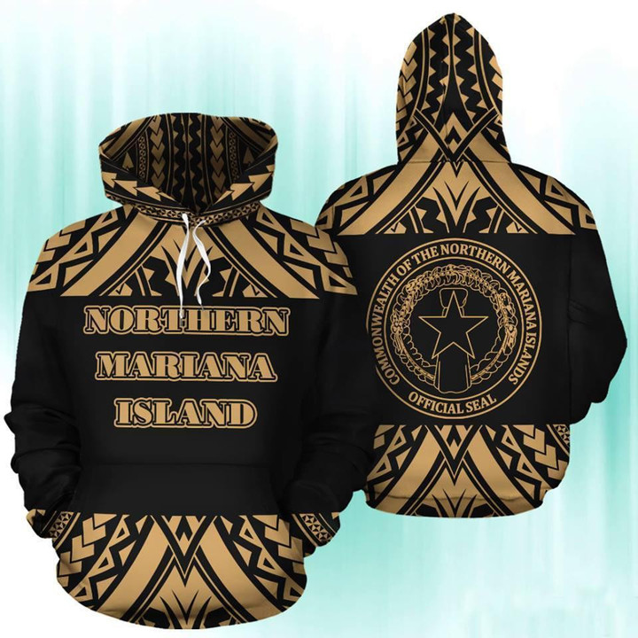 Northern Mariana Island Gold Color All Over Hoodie - Amaze Style™