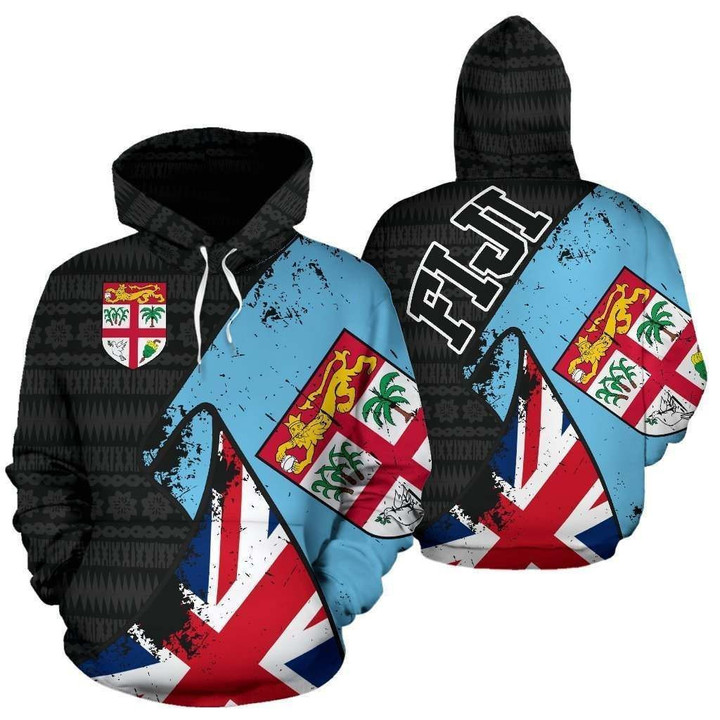 Fiji Special Grunge Flag Pullover Hoodie NNK - Amaze Style™-Apparel