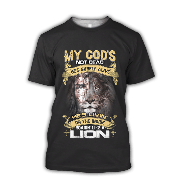 God's living on the inside Roarin' like a Lion - T shirt Style for Men Father's Day Gift - Amaze Style™