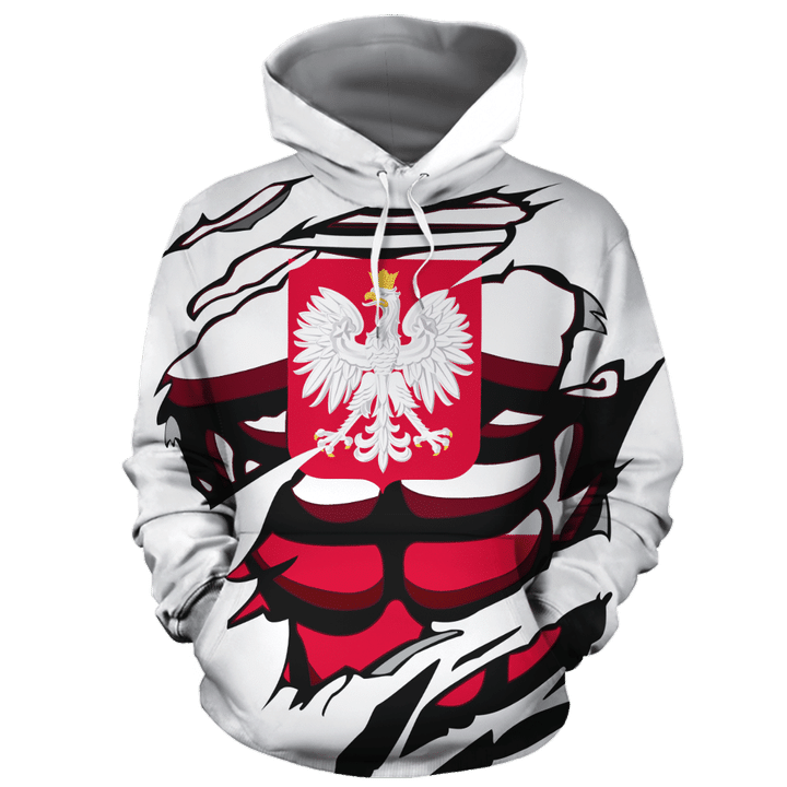 Poland In Me All Over Hoodie White NVD1239  ! - Amaze Style™-Apparel