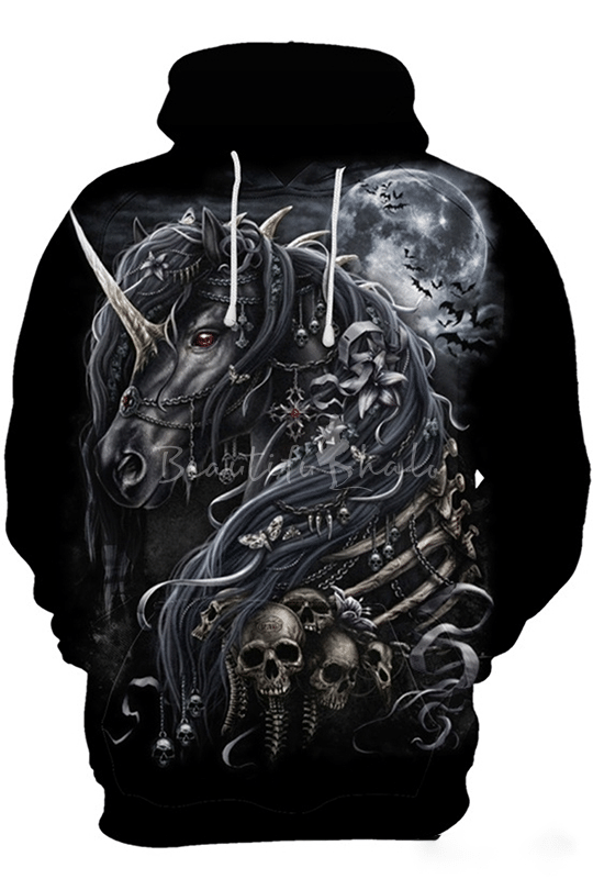 Black 3D All Over Printed Horse Skull Moon PL05032008 - Amaze Style™-Apparel