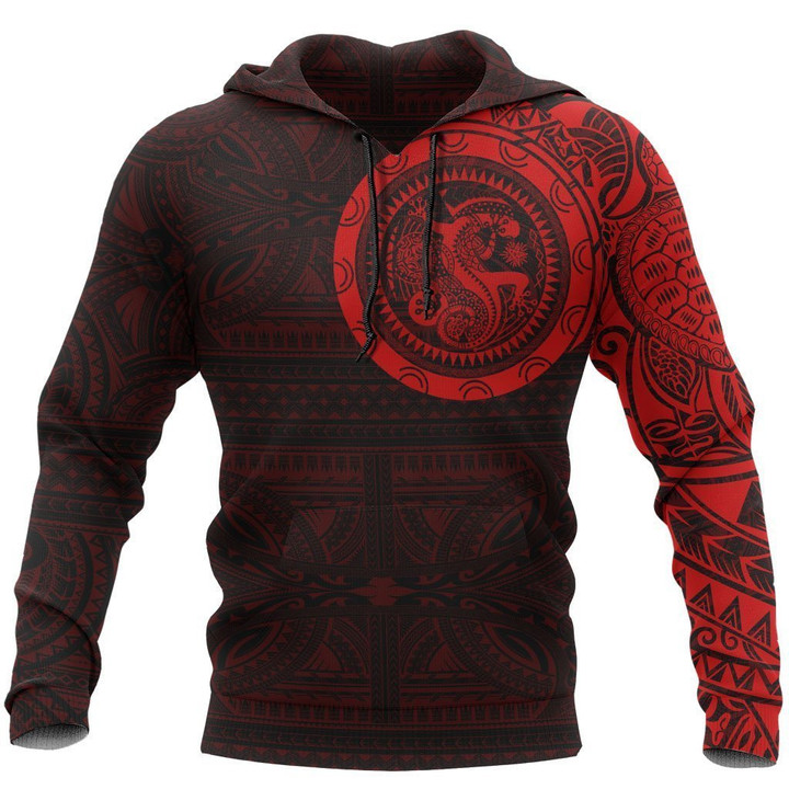 Polynesian Tribal Lizard Tattoo on Chest Red Hoodie NVD1350 - Amaze Style™