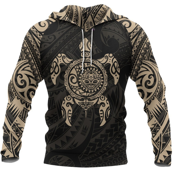 Turtle Maori Tattoo All Over Hoodie Gold NVD - Amaze Style™