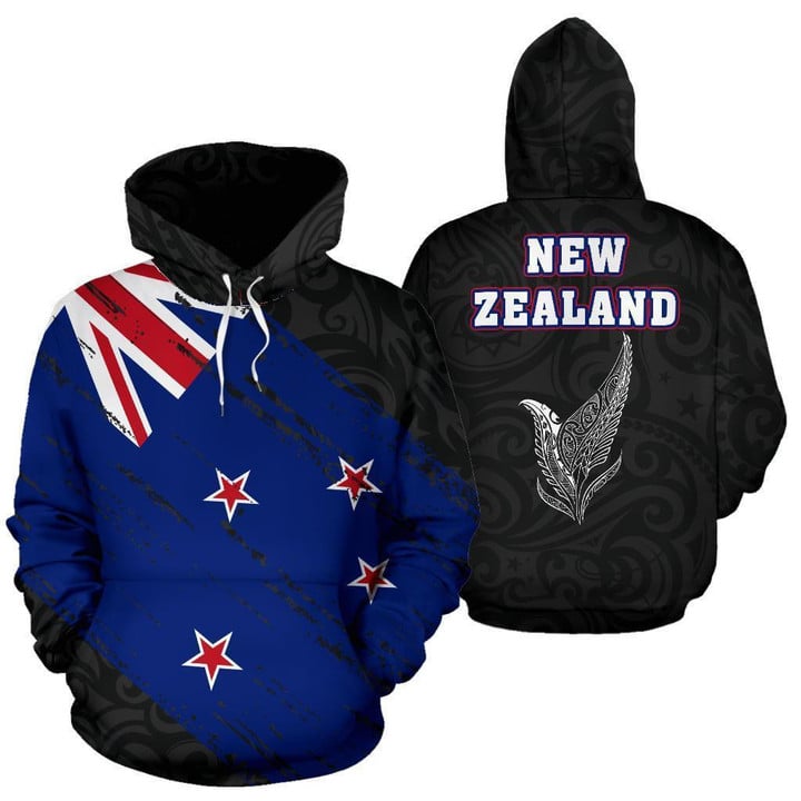 New Zealand Flag Silver Fern Maori Hoodie - 01 PL137 - Amaze Style™-Apparel