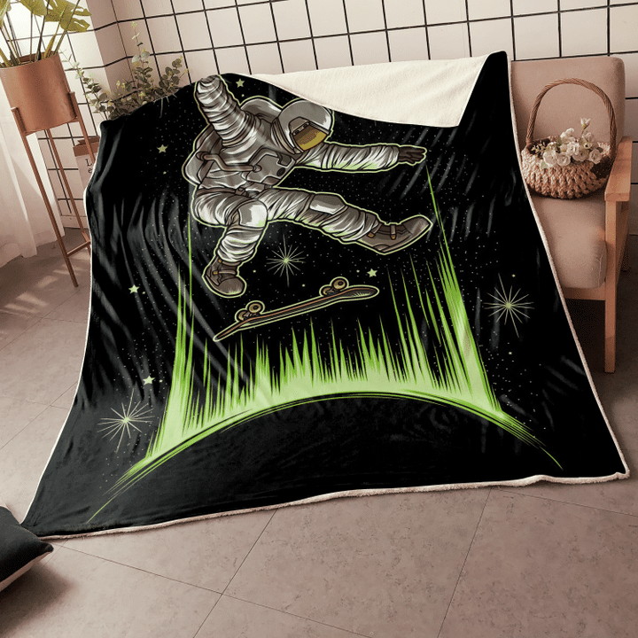 Skateboard Astronaut In Galaxy Blanket - Amaze Style™-Blanket