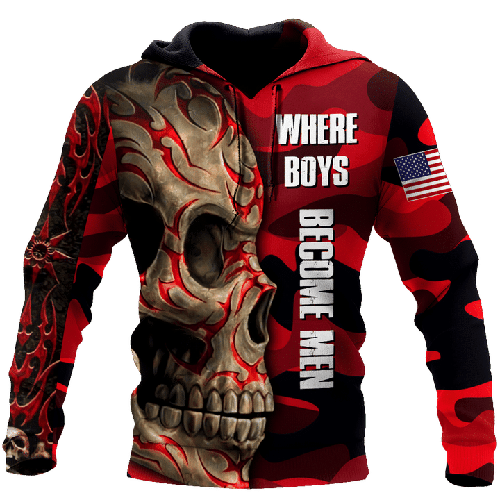 Love Skull tattoos red 3D all over printed for man and women QB06062003S - Amaze Style™-Apparel