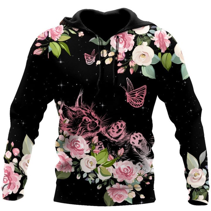 Cat & Butterfly Flower 3D All Over Printed shirt & short for men and women PL - Amaze Style™-Apparel