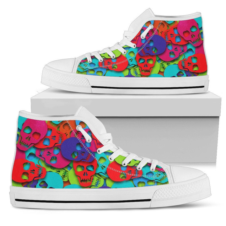 Colorful skull pattern high top shoes PL18032013 - Amaze Style™-