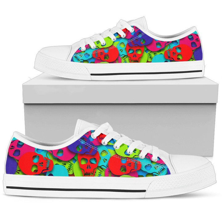 Colorful skull pattern low top shoes PL18032015 - Amaze Style™-