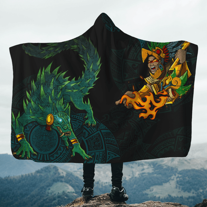 Eagle Warrior Fights Ahuizotl Monster Aztec Customized 3D All Over Printed Hooded Blanket 